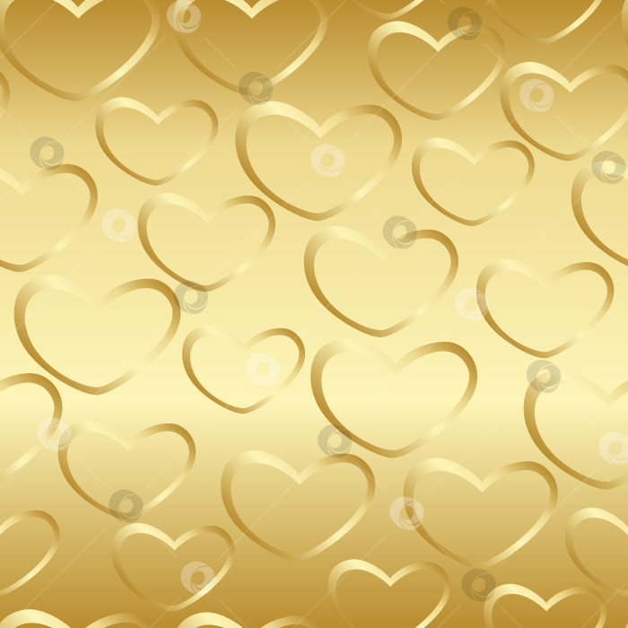 Скачать Золотой сверкающий бесшовный фон с рисунком в виде сердечек фотосток Ozero