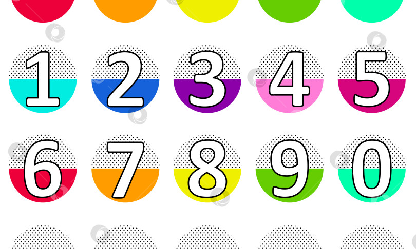 Скачать Набор из цифры на цветном фоне. Цвета радуги. Точечный фон. фотосток Ozero
