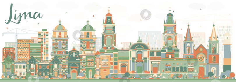 Скачать Абстрактный горизонт Лимы с цветными зданиями. фотосток Ozero