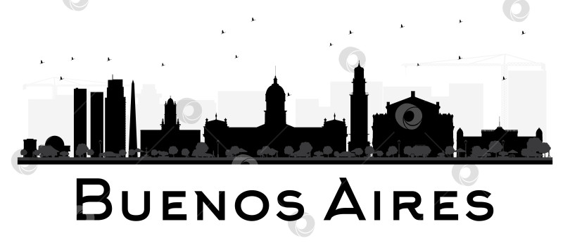 Скачать Черно-белый силуэт на горизонте Буэнос-Айреса. фотосток Ozero