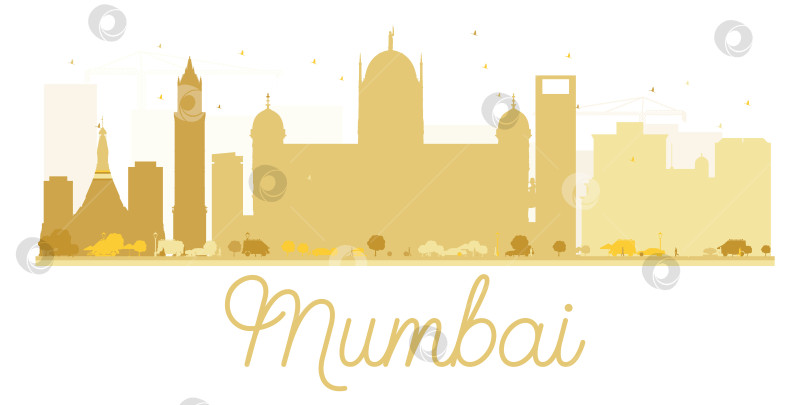 Скачать Золотой силуэт на горизонте города Мумбаи. фотосток Ozero