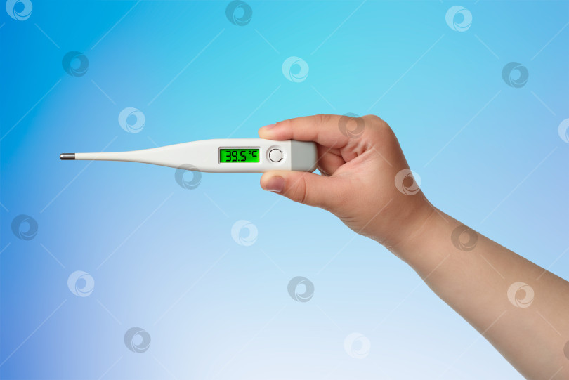 Скачать Холодная рука с термометром с высокой температурой 39,5 на b фотосток Ozero