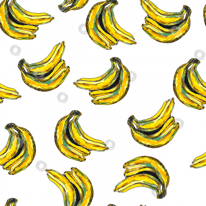 Скачать Бесшовный узор акварельные бананы фотосток Ozero