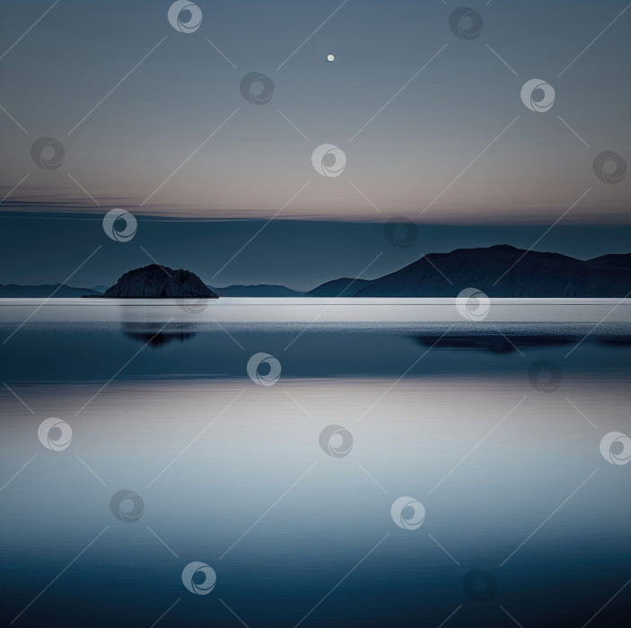 Скачать Вечерний пейзаж на озере Байкал, минимализм. фотосток Ozero