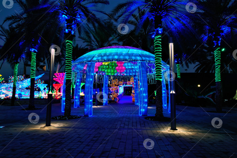 Скачать Светящийся сад в Дубае. Ночь. фотосток Ozero