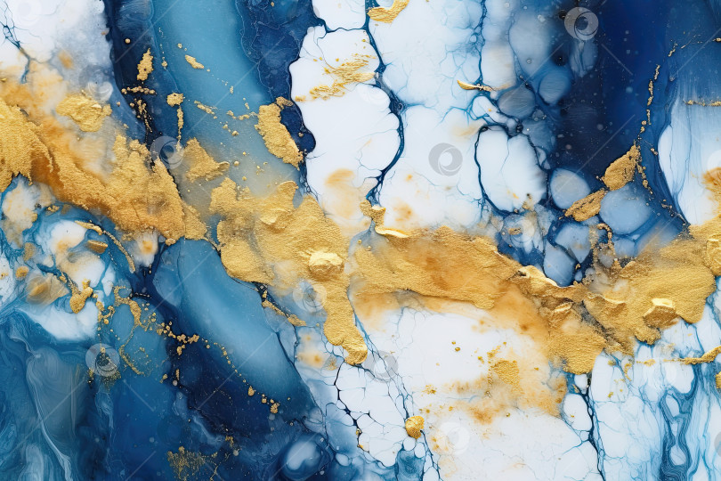 Скачать Синий золотистый цвет абстрактного текучего художественного фона фотосток Ozero