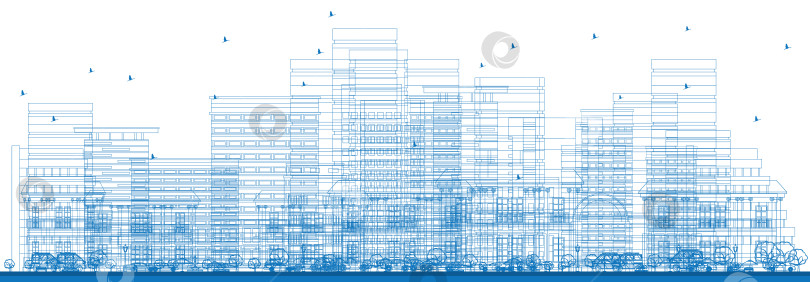 Скачать Очертания городских небоскребов. векторная иллюстрация. фотосток Ozero