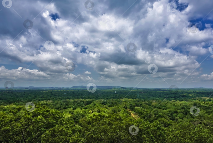 Скачать Потрясающая панорама с вершины горы Сигирия, Шри-Ланка. фотосток Ozero