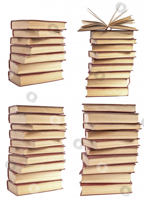 Скачать установите стопку старых книг с пожелтевшими страницами, выделенными на белом фоне фотосток Ozero