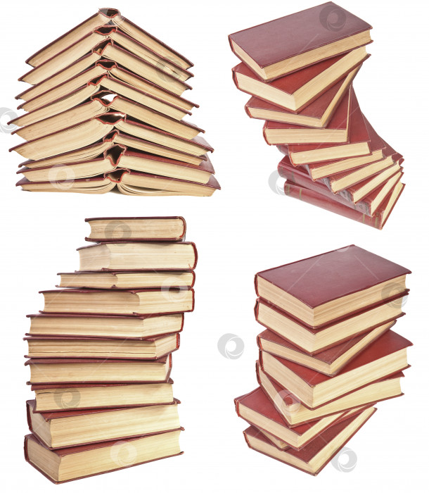 Скачать установите стопку старых книг с пожелтевшими страницами, выделенными на белом фоне фотосток Ozero