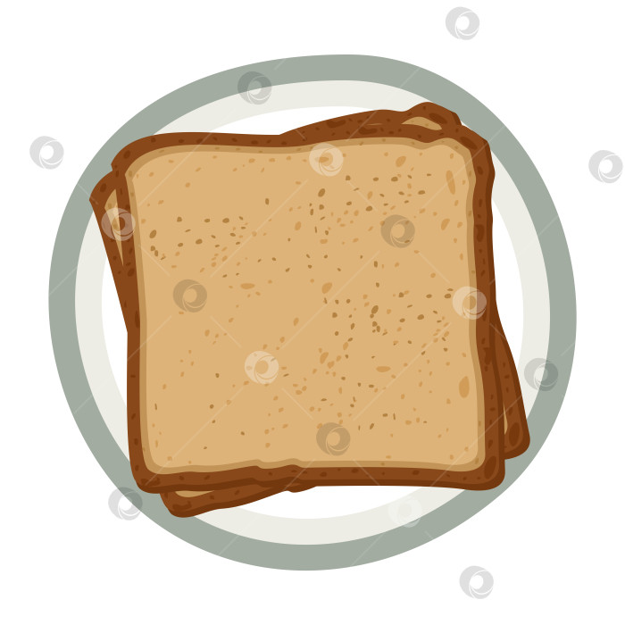 Скачать Кусочки хлеба на тарелке. Векторная изолированная иллюстрация. фотосток Ozero