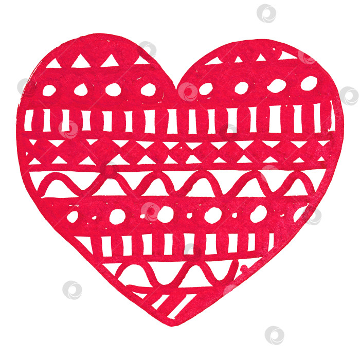 Скачать Зентангл каракули красными чернилами в виде сердца, нарисованные от руки изолированно фотосток Ozero