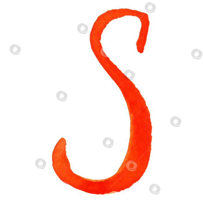 Скачать Акварельная буква S надпись чернилами типографски изолированная фотосток Ozero
