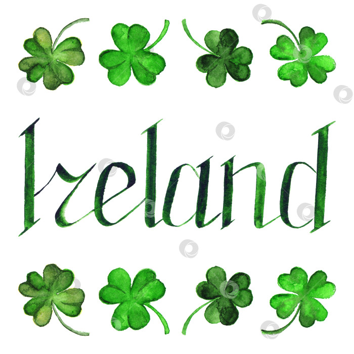 Скачать Ирландия зеленая фраза надпись на слове типографским шрифтом изолирована фотосток Ozero