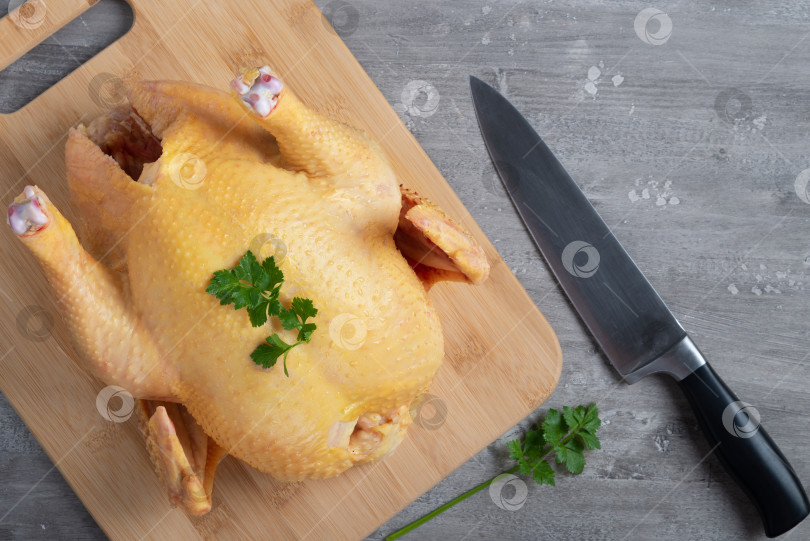 Скачать Сырую курицу выложите на разделочную доску и наколите ножом. Пространство для копирования фотосток Ozero