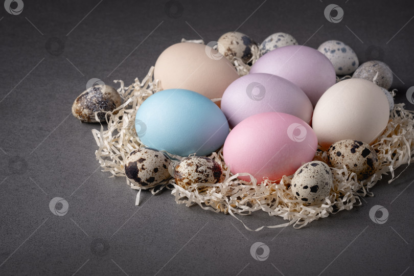 Скачать Пасхальные яйца на сером фоне фотосток Ozero