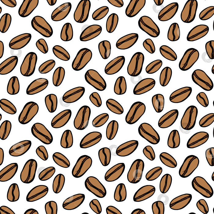 Скачать Бесшовный узор с кофейными зернами на белом фоне. Векторное изображение. фотосток Ozero
