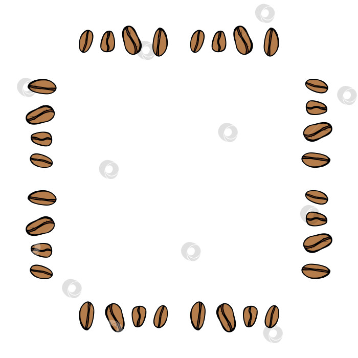 Скачать Квадратная рамка с кофейными зернами на белом фоне. Векторное изображение. фотосток Ozero
