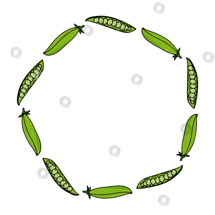 Скачать Круглая рамка с уютным зеленым горошком на белом фоне. Векторное изображение. фотосток Ozero