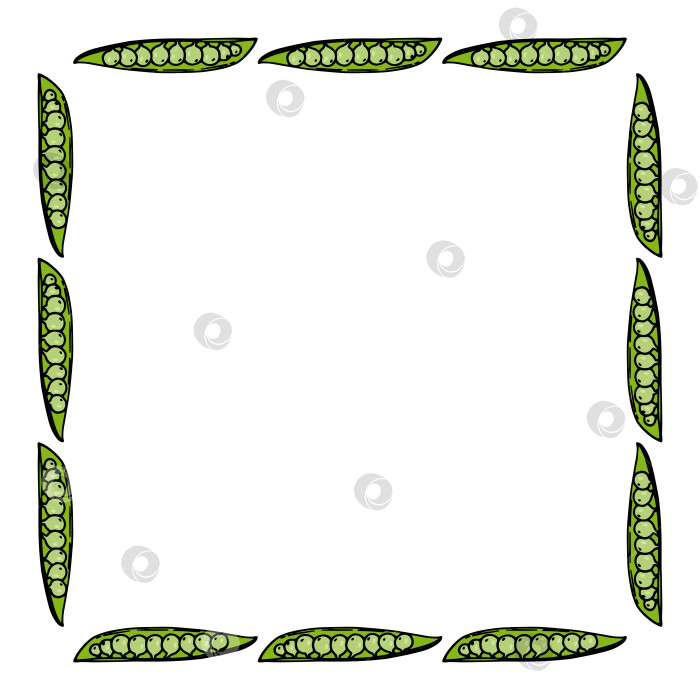 Скачать Квадратная рамка с зеленым горошком на белом фоне. Векторное изображение. фотосток Ozero