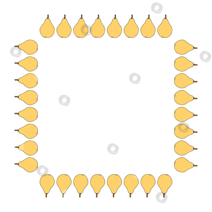 Скачать Квадратная рамка с желтыми грушами на белом фоне. Векторное изображение. фотосток Ozero