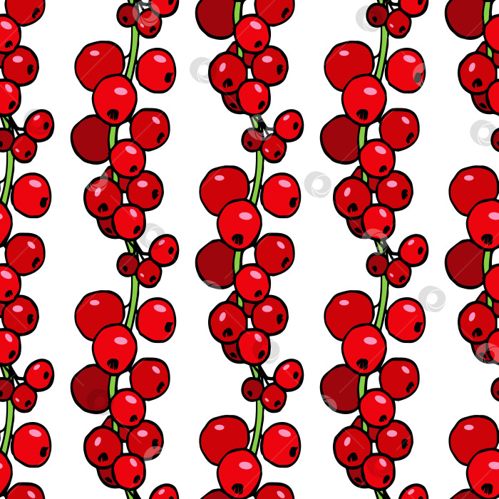 Скачать Бесшовный узор с красной смородиной на белом фоне. Векторное изображение. фотосток Ozero