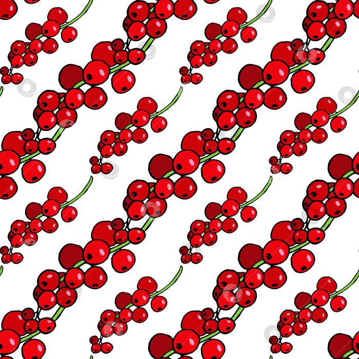 Скачать Бесшовный узор с чудесной красной смородиной на белом фоне. Векторное изображение. фотосток Ozero