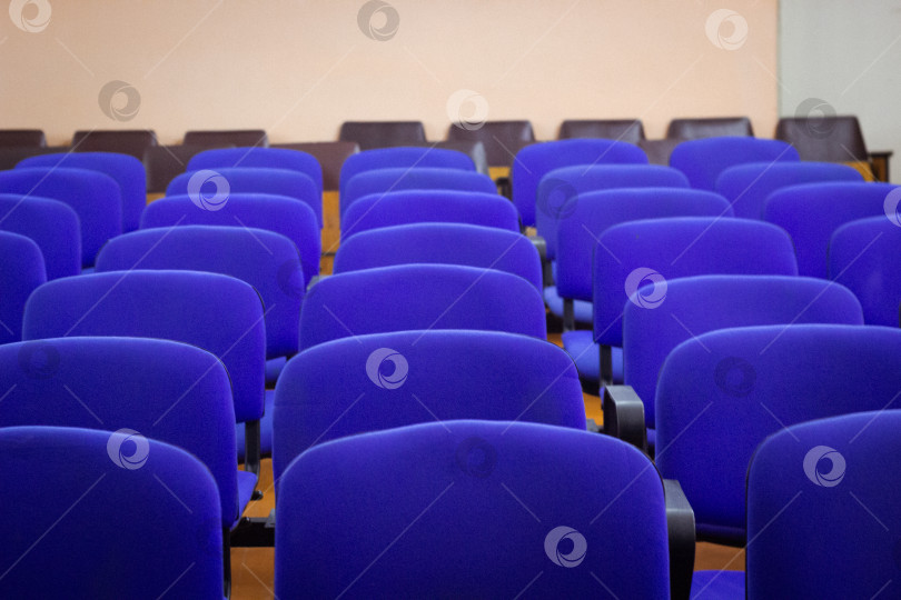Скачать спинки синих стульев в зрительном зале. фотосток Ozero