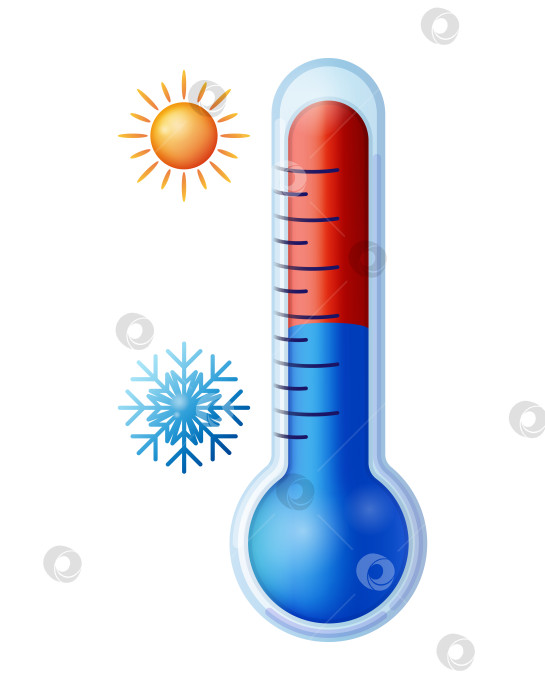 Скачать Термометр с индикаторами горячего и холодного климата фотосток Ozero