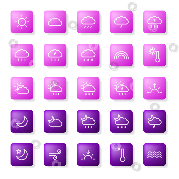 Скачать Явления погоды. Модные иконки для пользовательского интерфейса и приложений. фотосток Ozero