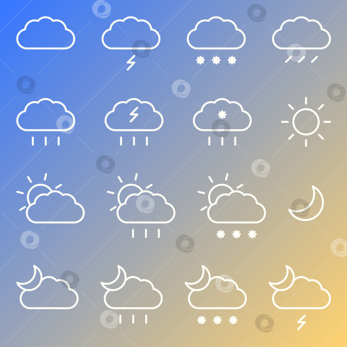Скачать Прогноз погоды. Выделите набор изолированных веб-значков. фотосток Ozero
