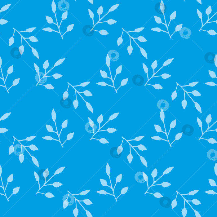 Скачать Бесшовный узор со светло-голубыми ветвями на синем фоне. Векторное изображение. фотосток Ozero