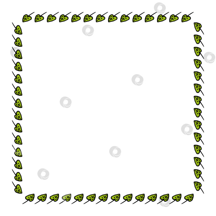 Скачать Квадратная рамка с позитивными зелеными листьями на белом фоне. Векторное изображение. фотосток Ozero