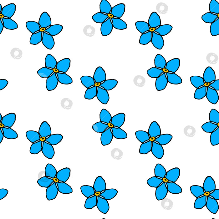 Скачать Бесшовный узор с маленькими цветочками незабудками на белом фоне. Векторное изображение. фотосток Ozero