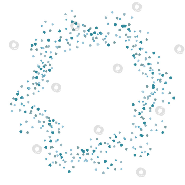 Скачать Круглая рамка с праздничными маленькими голубыми сердечками на белом фоне. Векторное изображение. фотосток Ozero