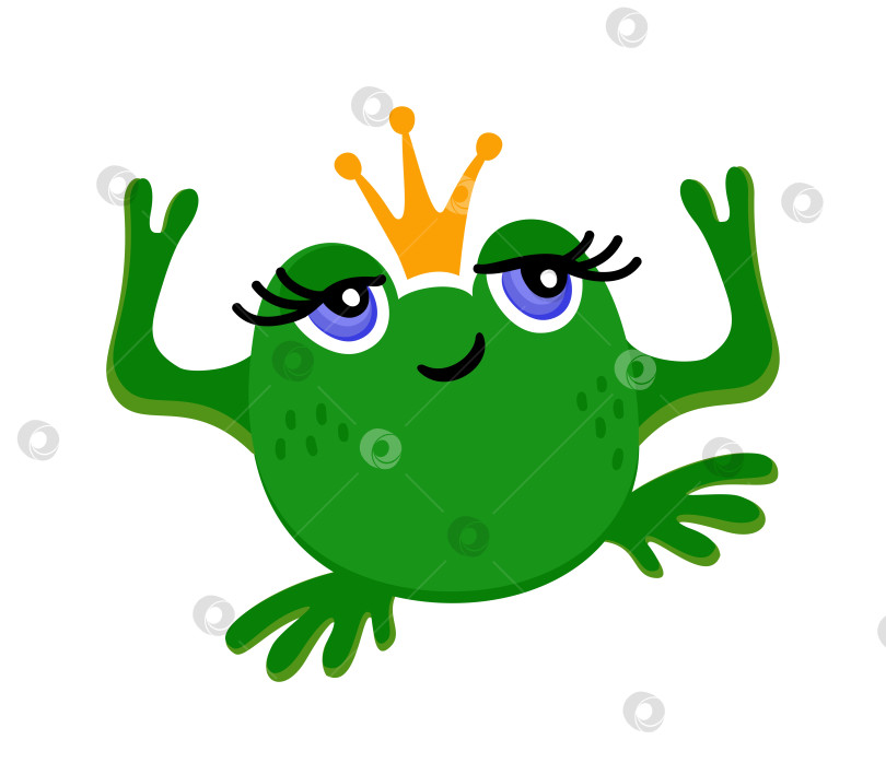 Скачать Танцующий лягушонок в короне. Симпатичная векторная изолированная иллюстрация. фотосток Ozero