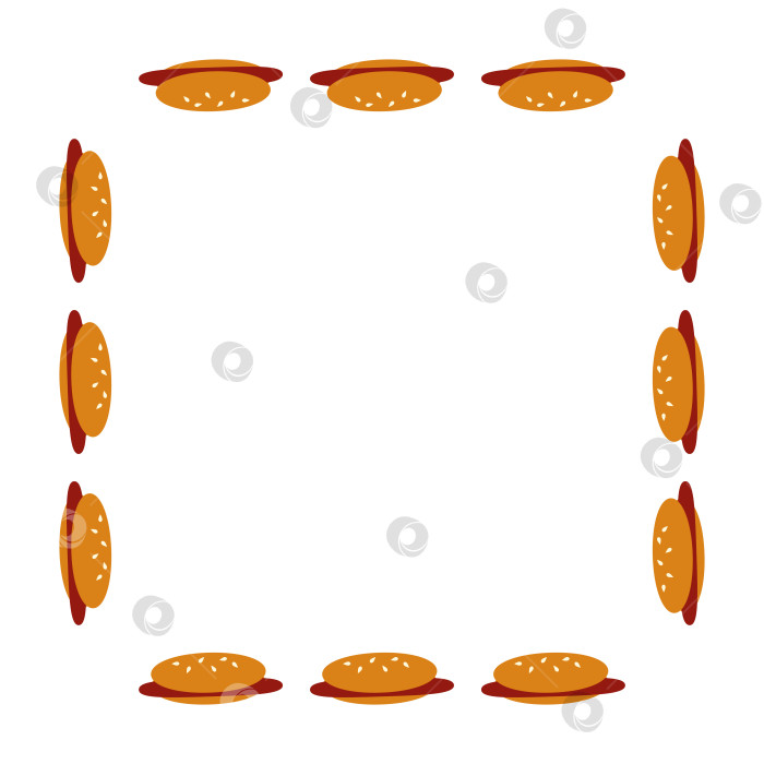 Скачать Квадратная рамка с большим хот-догом на белом фоне. Векторное изображение. фотосток Ozero