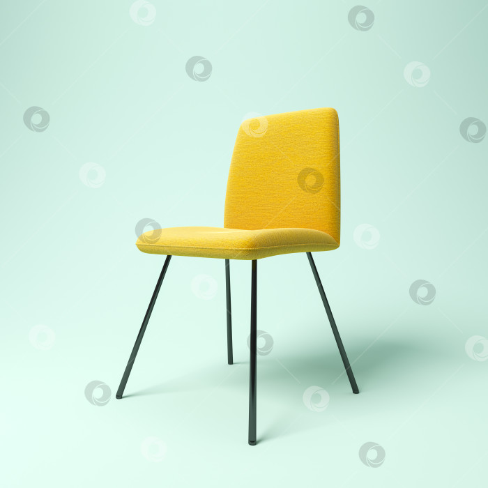 Скачать желтый стул на синем фоне 3d иллюстрация фотосток Ozero