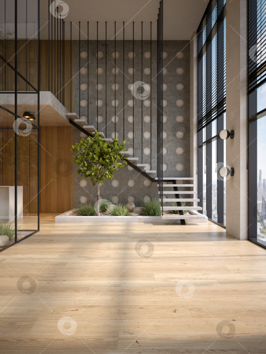 Скачать Концептуальный интерьер пустой комнаты в современном стиле 3d иллюстрация фотосток Ozero