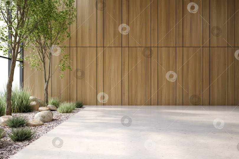 Скачать Концептуальный интерьер в современном стиле пустая комната с широким обзором 3d-иллюстрация фотосток Ozero