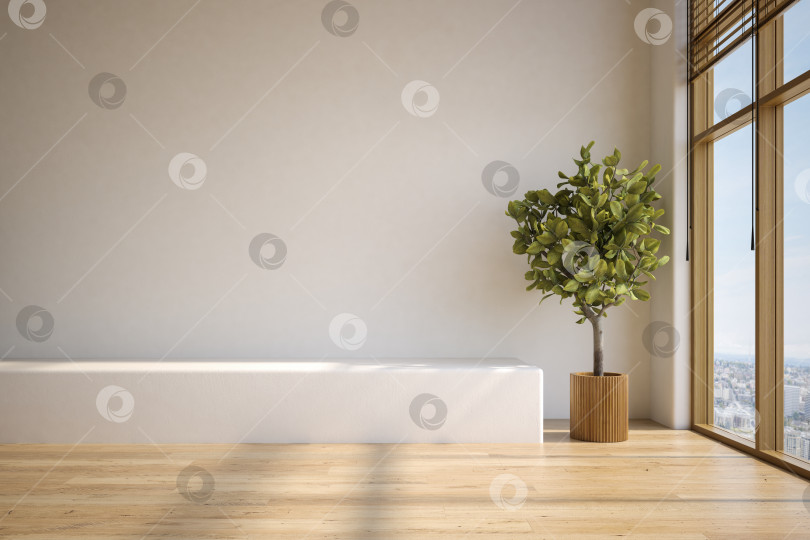 Скачать Пустая внутренняя комната с 3d-иллюстрацией подиума фотосток Ozero