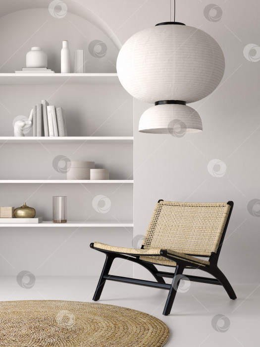 Скачать Концептуальный интерьер комнаты в японском стиле с 3d-иллюстрацией фотосток Ozero