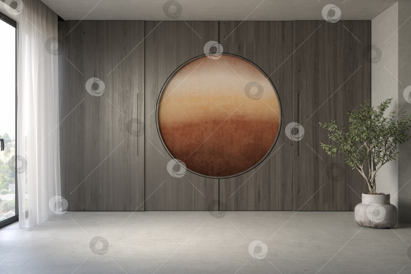 Скачать Концептуальный интерьер пустой комнаты в японском стиле 3d иллюстрация фотосток Ozero