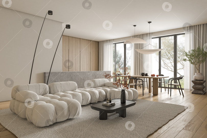 Скачать Концептуальный интерьер комнаты в современном стиле с 3d-иллюстрацией фотосток Ozero