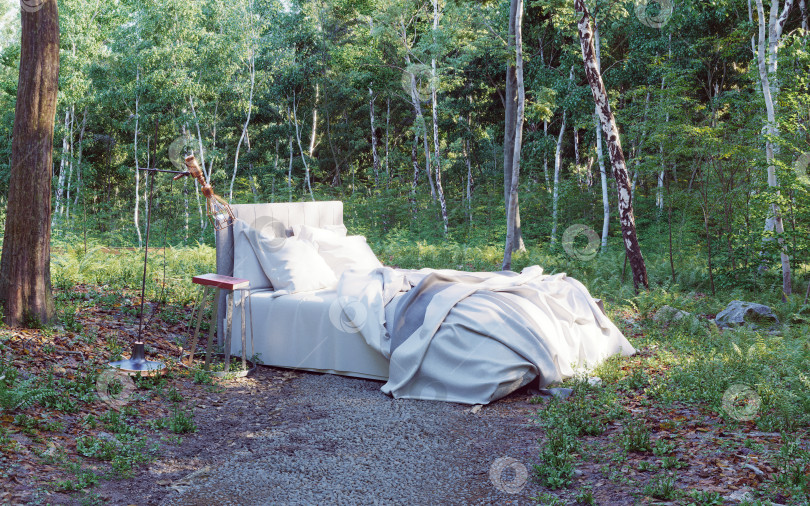 Скачать кровать в лесу фотосток Ozero