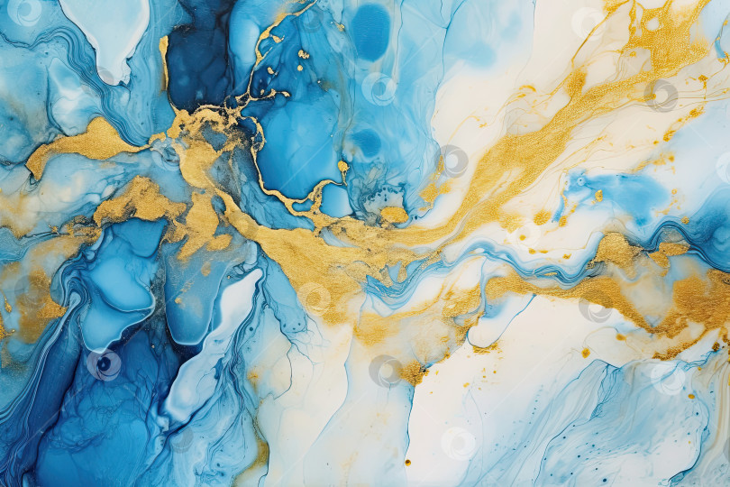 Скачать Синий золотистый цвет абстрактного текучего художественного фона фотосток Ozero