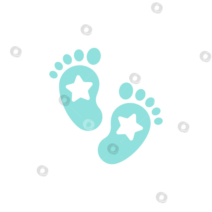 Скачать Голубые детские ножки и подножки для ног со звездами. Следы новорожденного, беременного или скоро родившегося ребенка. фотосток Ozero