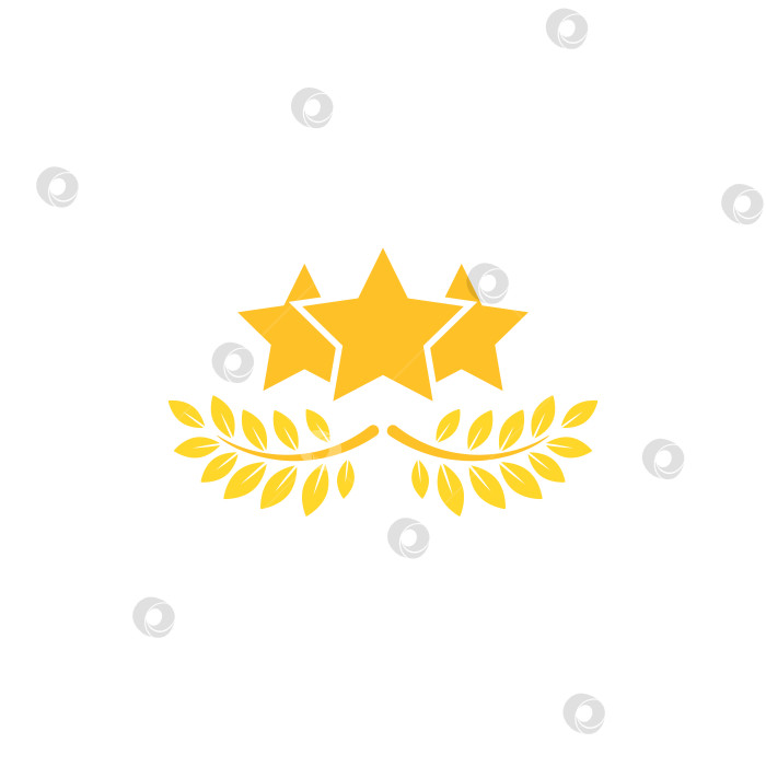 Скачать Действительный значок печати. Золотая звезда с лавровым венком победы. Выделенный на белом фоне фотосток Ozero