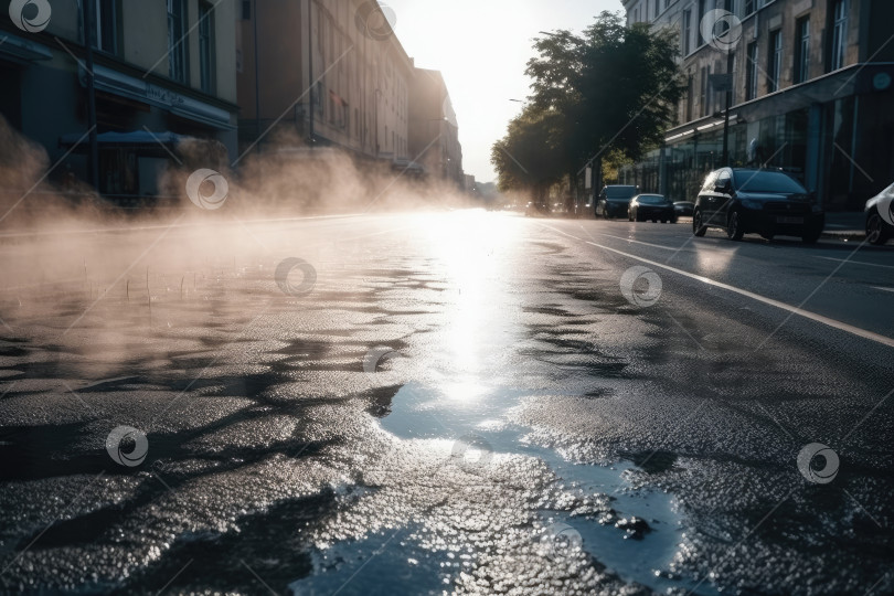Скачать Городская пустая улица в чрезвычайно жаркое лето фотосток Ozero