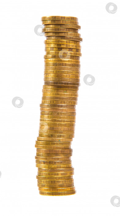 Скачать стопка золотых монет, выделенных на белом фоне фотосток Ozero